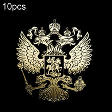 Load image into Gallery viewer, 10 PCS PITREW Coat of Arms of Russia Emblem Nickel Metal Car Stickers Decals(Gold), Russia Emblem Gold
