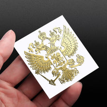 Load image into Gallery viewer, 10 PCS PITREW Coat of Arms of Russia Emblem Nickel Metal Car Stickers Decals(Gold), Russia Emblem Gold