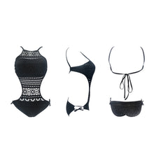 Load image into Gallery viewer, Sexy One Piece Solid Color Backless Hollow Lace Tight Swimsuit for Women