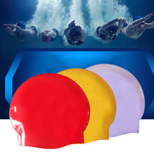 Load image into Gallery viewer, Glossy Seamless Pure Silicone High Elasticity Professional Swimming Cap, Glossy Seamless (Blue), Glossy Seamless (White), Glossy Seamless (Red), Glossy Seamless (Purple), Glossy Seamless (Yellow)