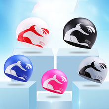 Load image into Gallery viewer, Enlarged Version Dolphin Pattern Silicone Swimming Cap for Male and Female