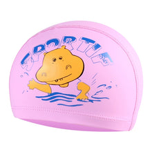 Load image into Gallery viewer, Children Cartoon Hippo Pattern PU Coated Waterproof Swimming Cap