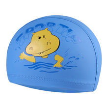 Load image into Gallery viewer, Children Cartoon Hippo Pattern PU Coated Waterproof Swimming Cap