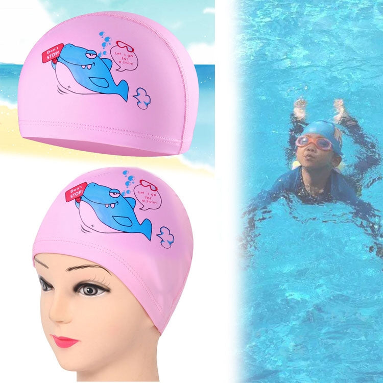 Children Waterproof Hair Care PU Coated Cartoon Pattern Swimming Cap