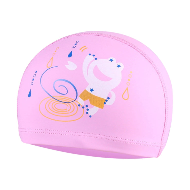 Children Waterproof Hair Care PU Coated Cute Frog Pattern Swimming Cap