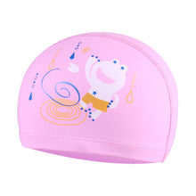 Load image into Gallery viewer, Children Waterproof Hair Care PU Coated Cute Frog Pattern Swimming Cap