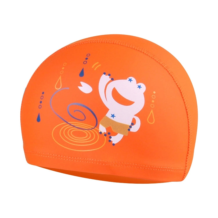 Children Waterproof Hair Care PU Coated Cute Frog Pattern Swimming Cap