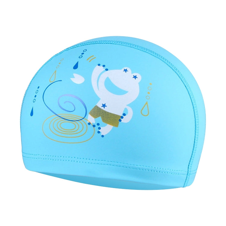 Children Waterproof Hair Care PU Coated Cute Frog Pattern Swimming Cap