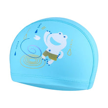 Load image into Gallery viewer, Children Waterproof Hair Care PU Coated Cute Frog Pattern Swimming Cap