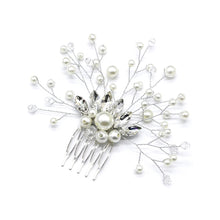 Load image into Gallery viewer, Pearl Women Hair Combs Wedding Hair Accessories Hair Pin Rhinestone Tiara Bridal Clip Crystal Crown Bride Hair Jewelry, Silver, Gold