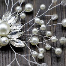 Load image into Gallery viewer, Pearl Women Hair Combs Wedding Hair Accessories Hair Pin Rhinestone Tiara Bridal Clip Crystal Crown Bride Hair Jewelry, Silver, Gold