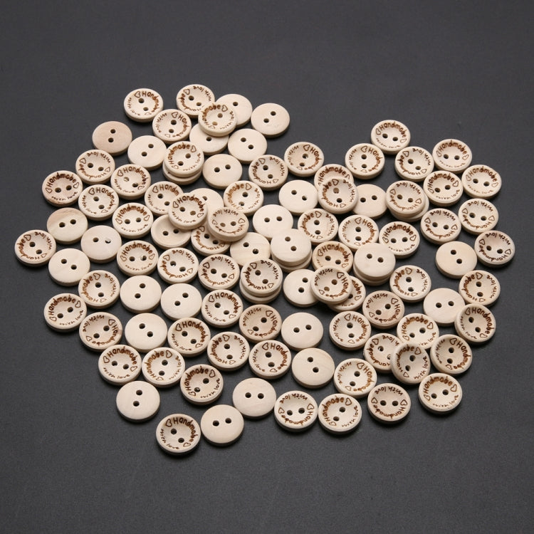 100 PCS English Alphabet Carved Round Wooden Buttons