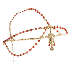 Load image into Gallery viewer, Hair Decoration Hair Band Head Dress Headbands Fashion Indian Boho Beaded Head Piece Women Head Chain Hair Jewelry, white, red