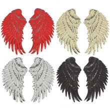 Load image into Gallery viewer, A Pair Sequin Feather Wing Shape Clothing Patch Sticker DIY Clothing Accessories, Small 20.5 x 10cm Gold, Middle 26.5 x 26cm Gold, Large 33.5 x 32cm Gold, Small 20.5 x 10cm Silver, Middle 26.5 x 26cm Silver, Large 33.5 x 32cm Silver                    ...