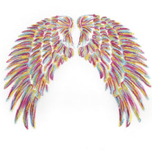 Load image into Gallery viewer, A Pair Sequin Feather Wing Shape Clothing Patch Sticker DIY Clothing Accessories, Small 20.5 x 10cm Gold, Middle 26.5 x 26cm Gold, Large 33.5 x 32cm Gold, Small 20.5 x 10cm Silver, Middle 26.5 x 26cm Silver, Large 33.5 x 32cm Silver                    ...