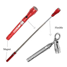 Load image into Gallery viewer, 2 PCS 1W Flexible Magnet Camping Fishing Telescopic 360 Degrees Head Flashlight Outdoor Torch Magnetic Pick Up Tool Lamp, Red, Silver, Black, Blue
