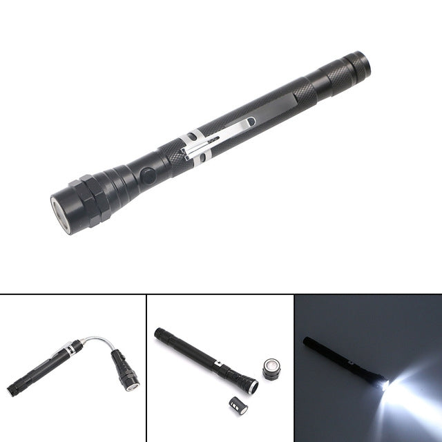 2 PCS 1W Flexible Magnet Camping Fishing Telescopic 360 Degrees Head Flashlight Outdoor Torch Magnetic Pick Up Tool Lamp, Red, Silver, Black, Blue