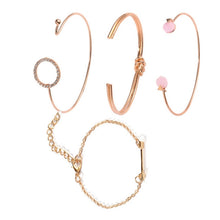 Load image into Gallery viewer, 4 PCS/Set Arrow Multilayer Open Adjustable Round Crystal Bracelet Set for Women, gold, silver