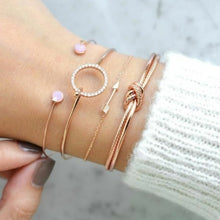 Load image into Gallery viewer, 4 PCS/Set Arrow Multilayer Open Adjustable Round Crystal Bracelet Set for Women, gold, silver