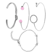Load image into Gallery viewer, 4 PCS/Set Arrow Multilayer Open Adjustable Round Crystal Bracelet Set for Women, gold, silver