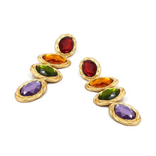 Load image into Gallery viewer, Retro Metal Color Geometry Glass Diamond Earrings Jewelry