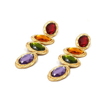 Load image into Gallery viewer, Retro Metal Color Geometry Glass Diamond Earrings Jewelry