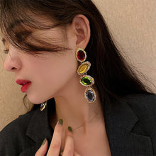 Load image into Gallery viewer, Retro Metal Color Geometry Glass Diamond Earrings Jewelry