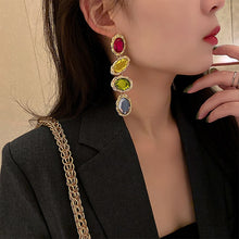 Load image into Gallery viewer, Retro Metal Color Geometry Glass Diamond Earrings Jewelry
