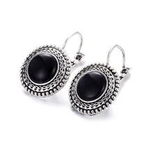 Load image into Gallery viewer, Boho Big Drop Earrings For Women Jewelry Carved Vintage Tibetan Silver Bohemian Long Earrings, Blue, Gray, Black, Purple