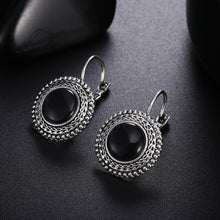 Load image into Gallery viewer, Boho Big Drop Earrings For Women Jewelry Carved Vintage Tibetan Silver Bohemian Long Earrings, Blue, Gray, Black, Purple