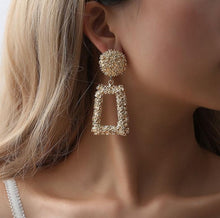 Load image into Gallery viewer, Exaggerated Scrub Geometric Earrings Trapezoidal Long Metal Earrings, Gold, Silver, Black, Yellow, Red, Rose Gold