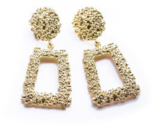 Load image into Gallery viewer, Exaggerated Scrub Geometric Earrings Trapezoidal Long Metal Earrings, Gold, Silver, Black, Yellow, Red, Rose Gold