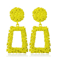 Load image into Gallery viewer, Exaggerated Scrub Geometric Earrings Trapezoidal Long Metal Earrings, Gold, Silver, Black, Yellow, Red, Rose Gold