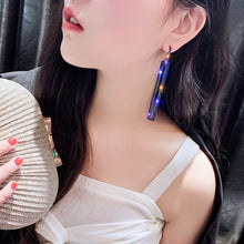 Load image into Gallery viewer, Fashion Long Geometric Drop Earrings Luxury Gold Silver Color Rectangle Rhinestone Earring, Blue, Gold, Rose Gold, Silver