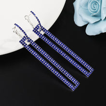 Load image into Gallery viewer, Fashion Long Geometric Drop Earrings Luxury Gold Silver Color Rectangle Rhinestone Earring, Blue, Gold, Rose Gold, Silver