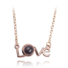 Load image into Gallery viewer, Love Memory 100 Languages I Love You Projection Love Letter Pendant Necklace, love letter rose gold, love letter silver