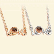 Load image into Gallery viewer, Love Memory 100 Languages I Love You Projection Love Letter Pendant Necklace, love letter rose gold, love letter silver