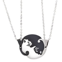 Load image into Gallery viewer, Couples Jewelry Necklaces Titanium Steel Animal Cat Pendants Necklace, White and Black Cat with Metal Chain, White and Black Cat with Leather Cord