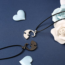 Load image into Gallery viewer, Couples Jewelry Necklaces Titanium Steel Animal Cat Pendants Necklace, White and Black Cat with Metal Chain, White and Black Cat with Leather Cord