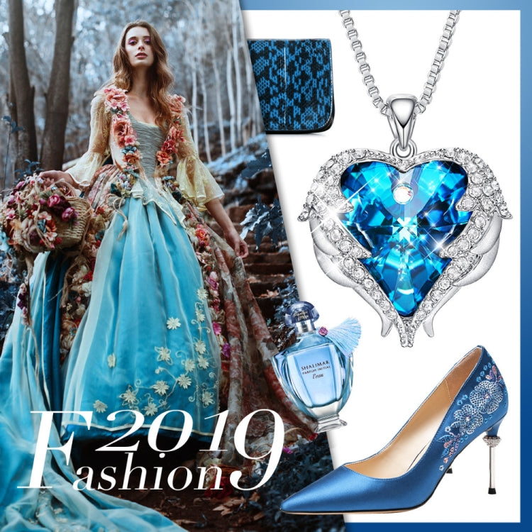 Women Fashion Angel Wings Crystals Heart Necklaces