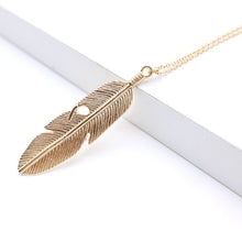 Load image into Gallery viewer, Simple Classic pendant Necklace Feather Necklace Long Sweater Chain Jewelry choker Necklace for Women, Gold, Silver