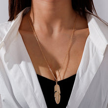 Load image into Gallery viewer, Simple Classic pendant Necklace Feather Necklace Long Sweater Chain Jewelry choker Necklace for Women, Gold, Silver