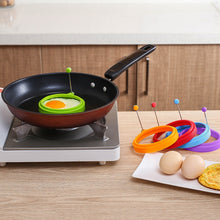 Load image into Gallery viewer, DIY Breakfast Round Silicone Egg Ring Fried Egg Mould Pancake Ring Non-stick Kitchen Cooking Mould, Round, Blue, Round, Green, Round, Orange, Round, Red