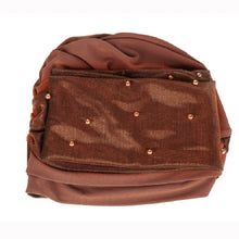 Load image into Gallery viewer, Women Beaded Two-color Turban Hat Bright Silk Cloth Hooded Cap