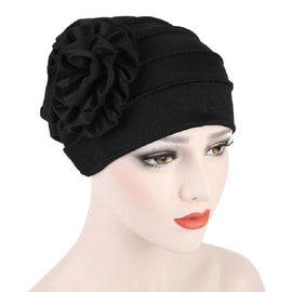 Solid Color Side Flower Turban Hat Women Confinement Hat