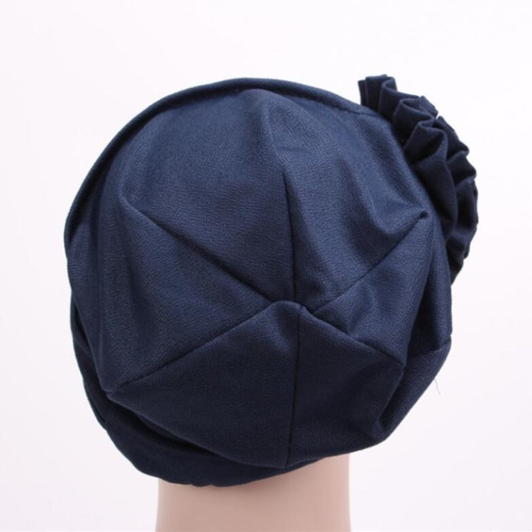Solid Color Side Flower Turban Hat Women Confinement Hat