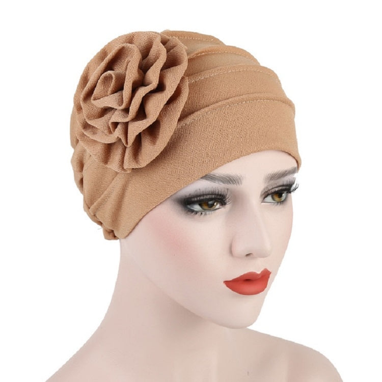 Solid Color Side Flower Turban Hat Women Confinement Hat