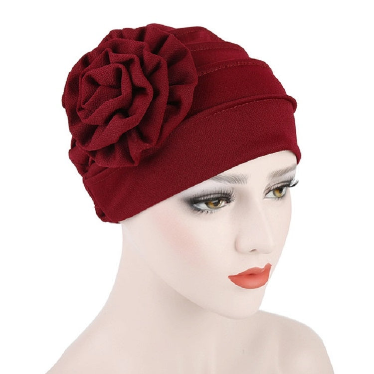 Solid Color Side Flower Turban Hat Women Confinement Hat