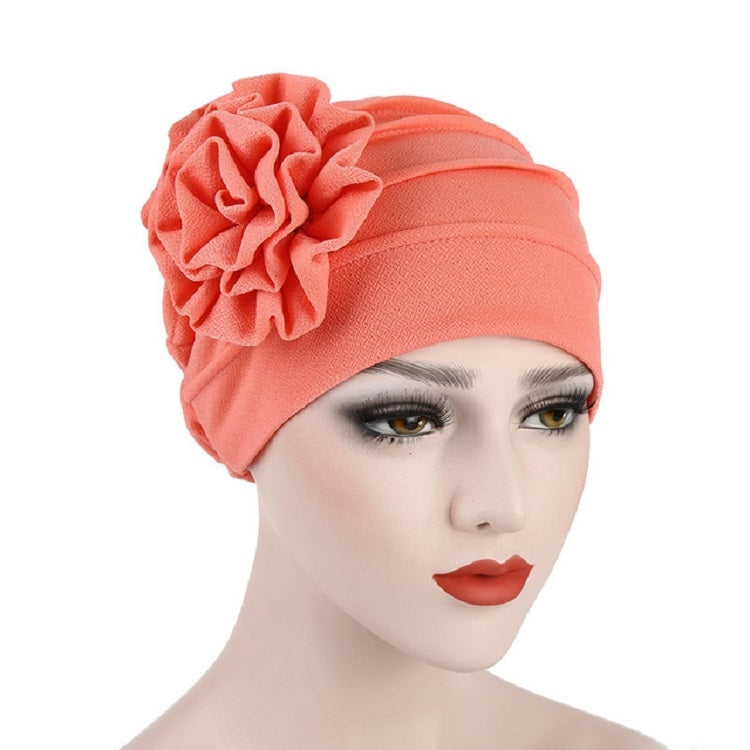 Solid Color Side Flower Turban Hat Women Confinement Hat