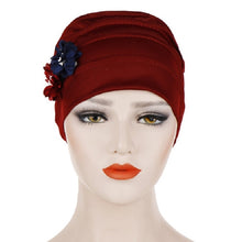Load image into Gallery viewer, Flowers Decoration Linen Hexagon Turban Hat Wrap Cap
